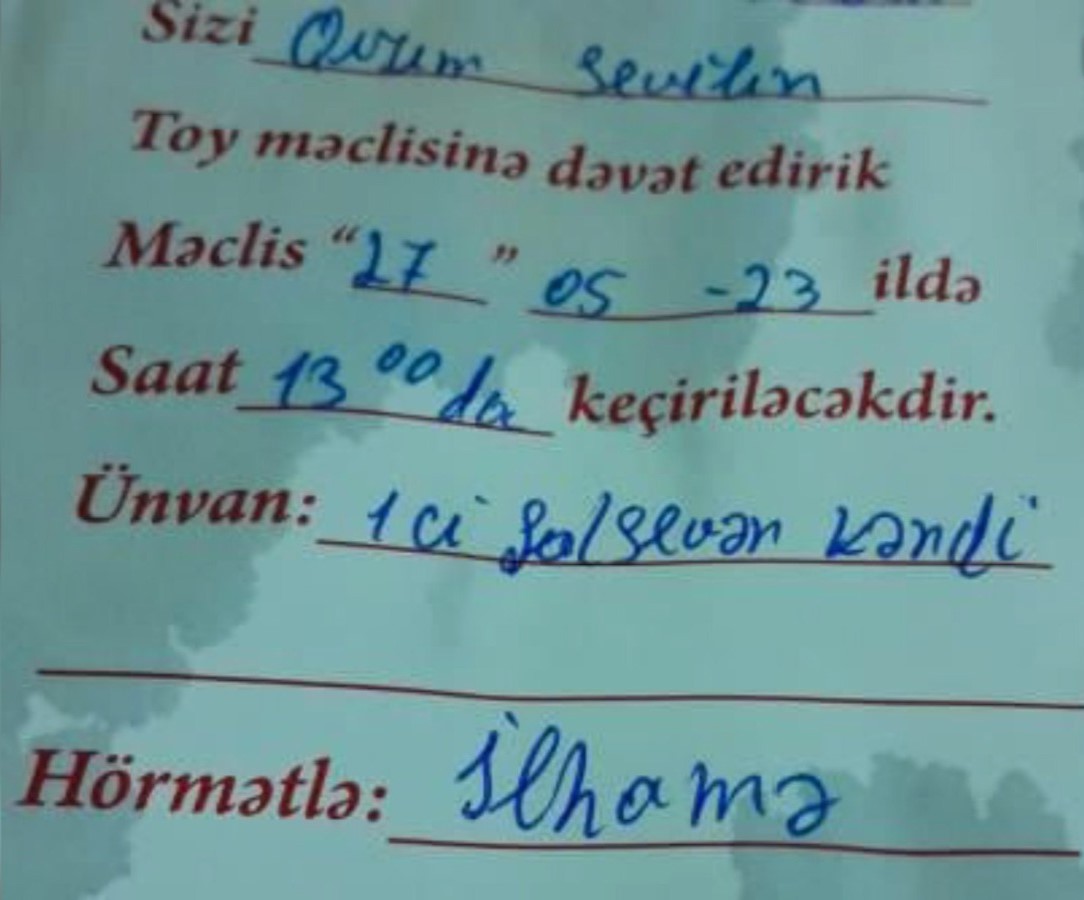 Daha bir azyaşlı məcburi ƏRƏ VERİLİR – 15 yaşlı qızın toy dəvətnamələri PAYLANDI - FOTOFAKT